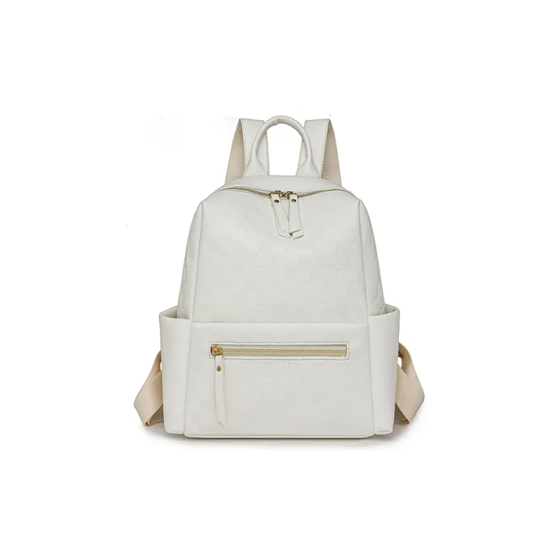 Yalu PU Laptop Bag Backpack Regular Women's White/Black-0