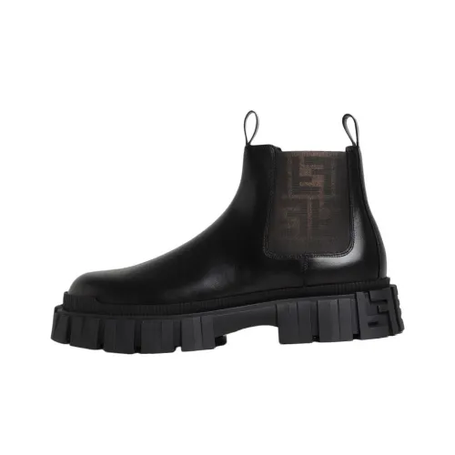 FENDI Logo Detailed Round Toe Ankle Boots