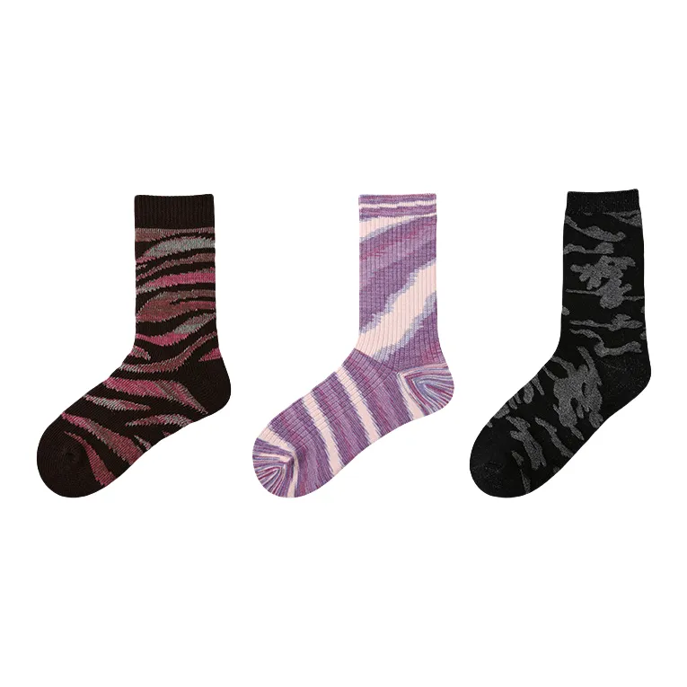 Vine Color Mid Calf Socks Unisex 3 Pack-4