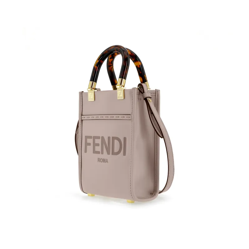 FENDI Cow Leather Tote Bag Shopping Bag Handbag Shoulder Bag Crossbody Bag Mini Women's Gray-2