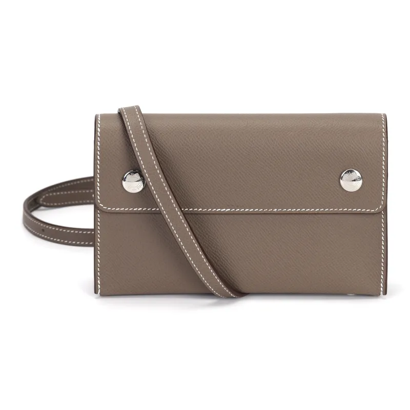 HERMES Hermèsnap Epsom Calfskin Wallets Shoulder Bag Crossbody Bag Men's 18 Etoupe Elephant Gray-0