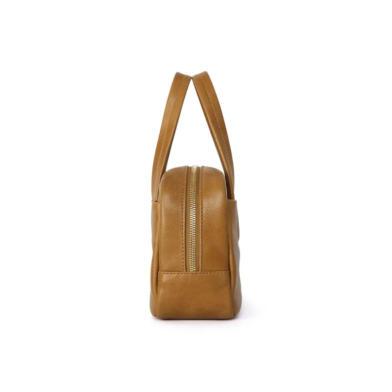 CASSILE Cow Leather Handbag Trumpets Women's Amber-3