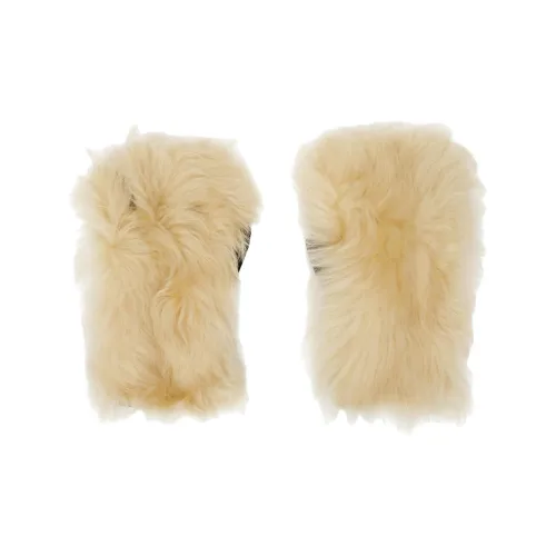 Moose Knuckles Fur Sheepskin Knit Gloves Men's Beige