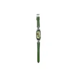 Silver Saint Blue Leather Pin Buckle--Avocado Green[Silver Connector]