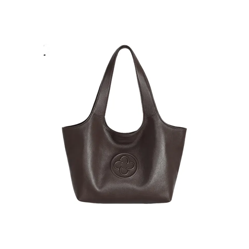 CASSILE Sheepskin Shoulder Bag Soft Bag Portable Laptop Bag Shopping Bag Shoulder Bag Large Size Women's Chocolate-1