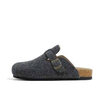 HUANQIU Quiet Abrasion Resistant Slip Resistant Wrap toe Slippers Men's Dark Gray