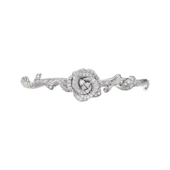 DIOR Diamond 18K Gold Bangles Unisex Silver