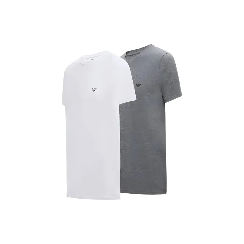 EMPORIO ARMANI SS24 Regular Logo Print Crew Neck Short Sleeved T Shirt Men's Men's 2 Pack 2 Pack-2