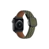 Square Clasp Diamond Pattern Magnetic Genuine Leather, Zebra Green