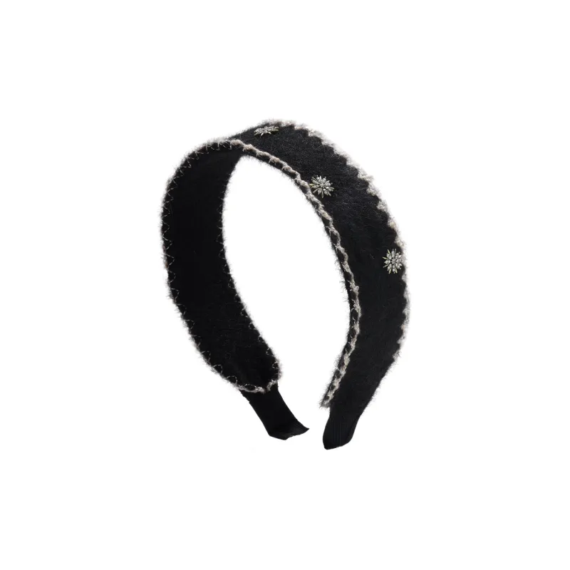 ROYALSASA Cotton Linen Blend Faux Crystal Alloy Bottom Clamp Headbands Women's-4