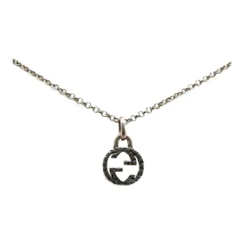 GUCCI 2000 2015 Sterling Silver Interlocking G Pendant Necklace