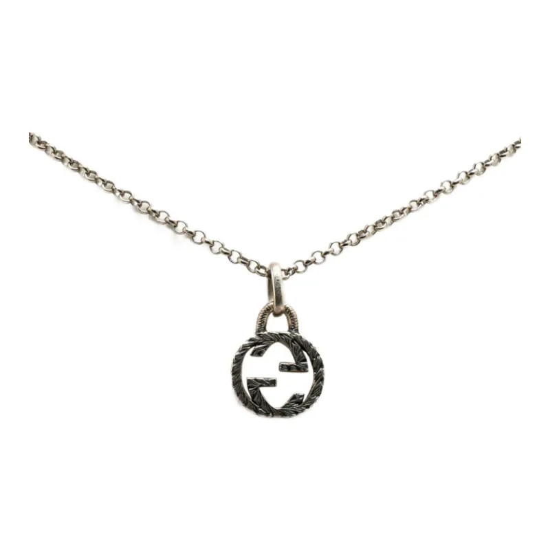 GUCCI 2000 2015 Sterling Silver Interlocking G Pendant Necklace-0