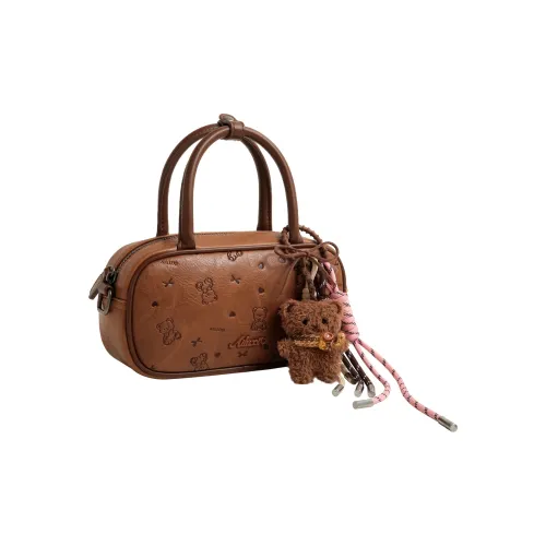 AILUXI Synthetic Leather Bowling Bag Shoulder Bag Handbag Women's Cocoa Brown