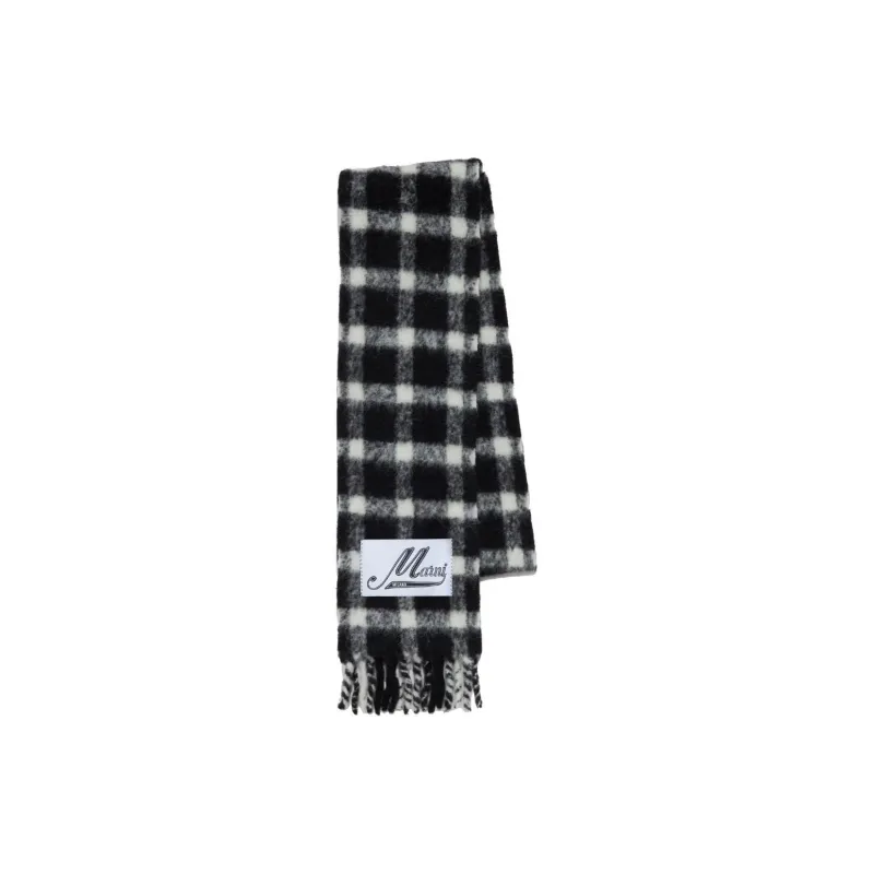 MARNI Logo appliqué Checked Scarf-0