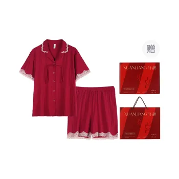 Xuan Liang Pajama Set Summer Women's Gift Box Set Maroon