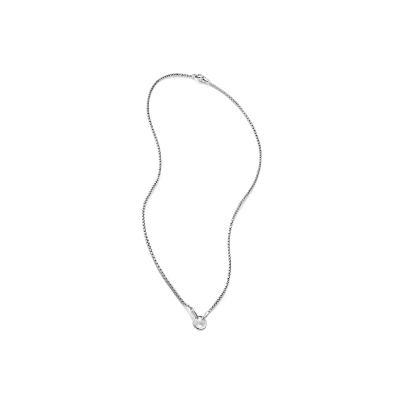 David Yurman Sterling Silver Smooth Amulet Box Chain Necklace 2.7mm-1