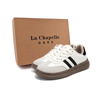 La Chapelle Wear Resistant Height Increasing Low Top Skateboard Shoes Women's Beige Black