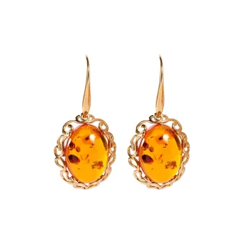 S&A 14K Gold Set With Amber Beeswax Earrings Women's