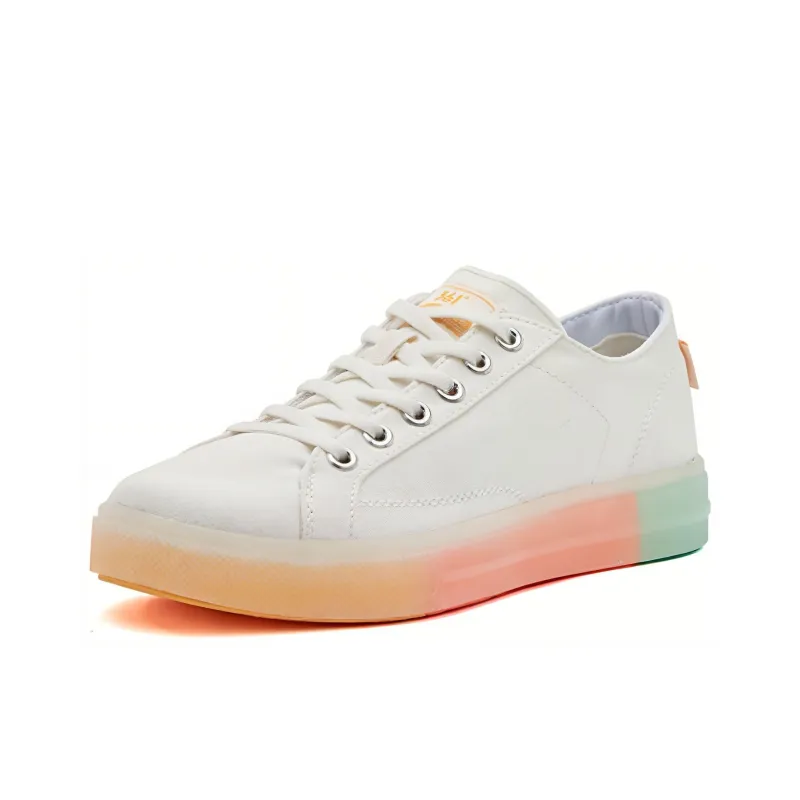 361° Durable Balanced Lightweight Breathable Supportive Low Top Skateboard Shoes Women's White Yellow-1