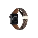 Diamond Pattern Folding Magnetic Genuine Leather, Dark Coffee