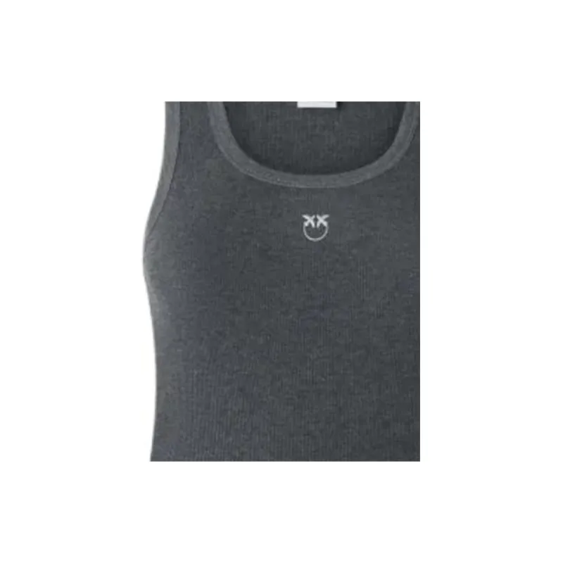 PINKO Calcolatore Logo Printed Ribbed Tank Top-6