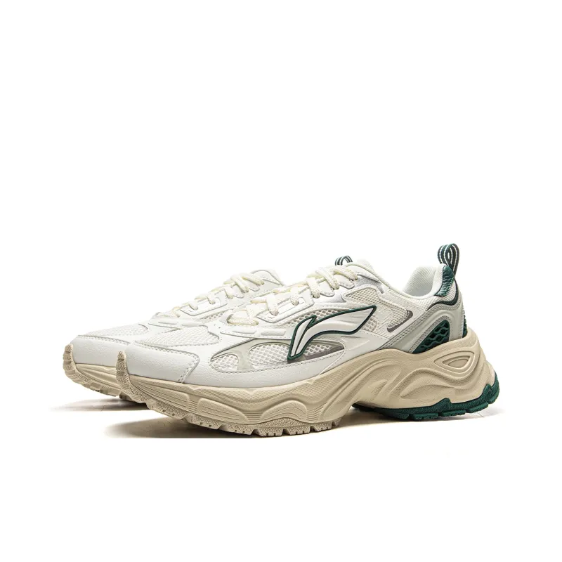 LiNing Star Ring Cushioning, Slip Resistant, Abrasion Resistant, Breathable Low Top Casual Shoes Men's White Green-2