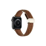 Diamond Pattern Folding Magnetic Genuine Leather, Python Grain Dark Brown