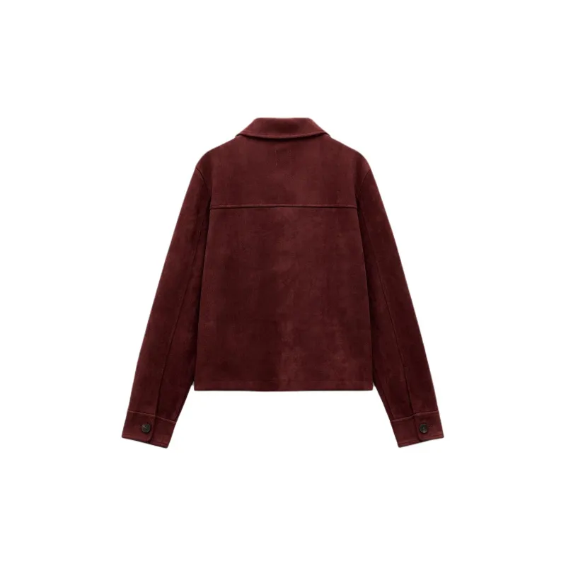 ZARA Jackets Coats Women's Burgundy-1