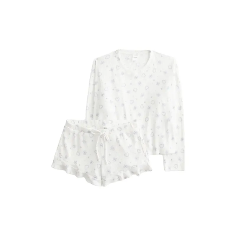 Hollister Pajama Set Women's White-0