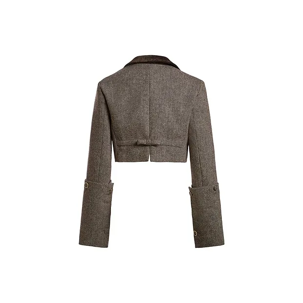 Rich Radi Q's Cropped Coats Women's Gray-1