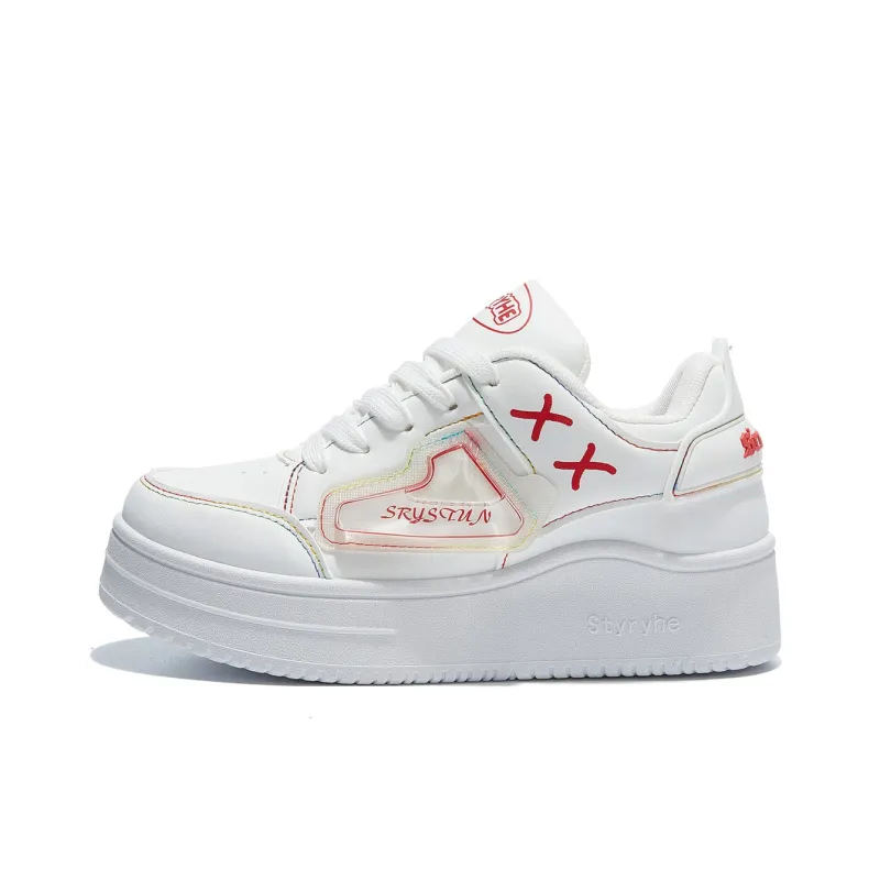 Medd White Sneakers Thermal Height Increasing Lightweight Low Top Skateboard Shoes Women's-14