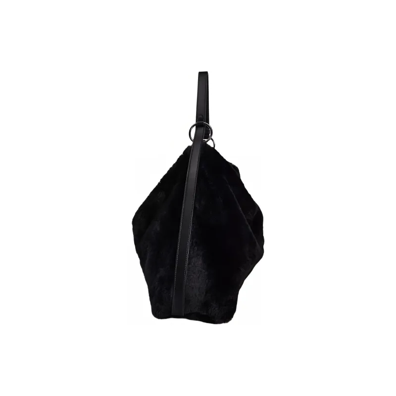 ZARA Polyester Bucket Bag Handbag Shoulder Bag Large Size Women's Black-4