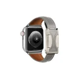 Plain Weave Plain Body Genuine Leather Small Round Pendant, Gray