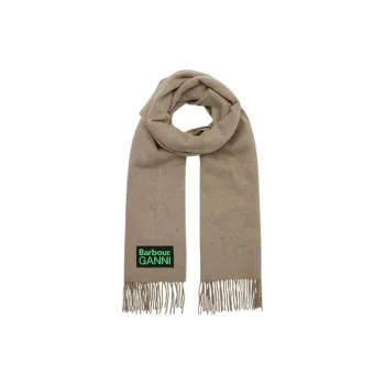 GANNI Sheep Wool Knit Scarves Unisex Almond Cream