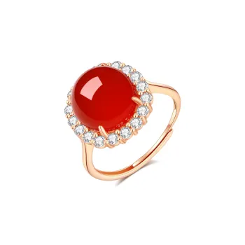 QIAOWUQIAONV Southern Red Agate Rings Women's