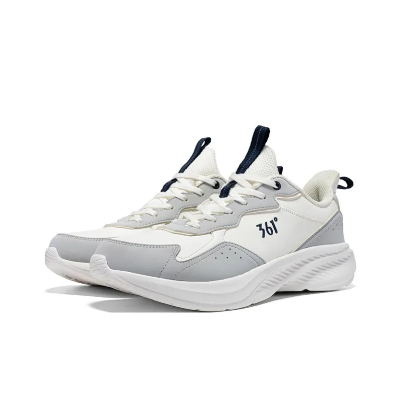 361° Slip Resistant Waterproof Low Top Casual Running Shoes Men's White Gray-2