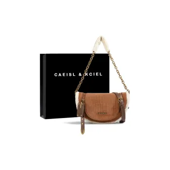 CAEISL&KCIEL Polyurethane Synthetic Leather Shoulder Bag Women's Rabbit Fur Brown