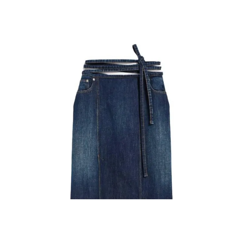 SportMa Denim Long Skirts Women's Dark Blue-1