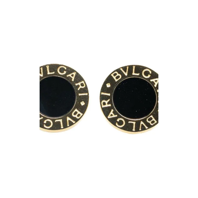 BVLGARI 21st Century 18K Yellow Gold Onyx BVLGARI BVLGARI Stud Earrings-2