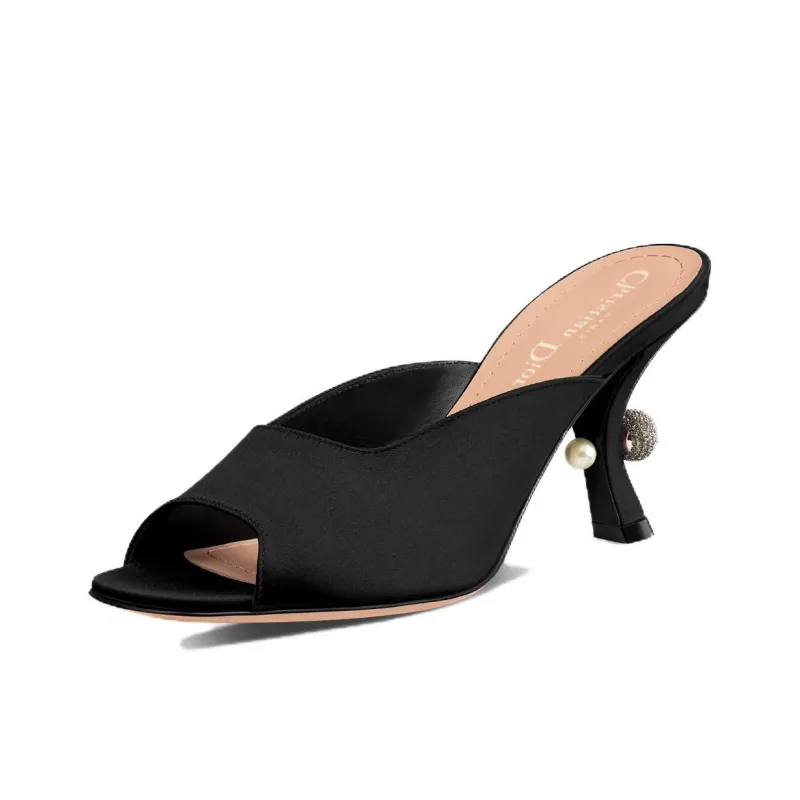 DIOR Tribales Slide Slippers 8cm Women's Black-2