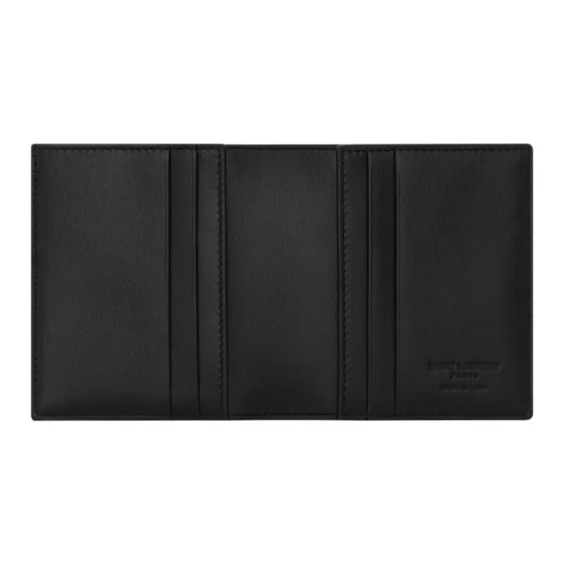 SAINT LAURENT PARIS Calfskin Card Holder Unisex Black-3
