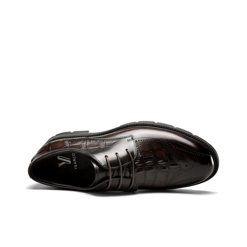 YEARCON Dress Shoes Men Low Top Coffee-6