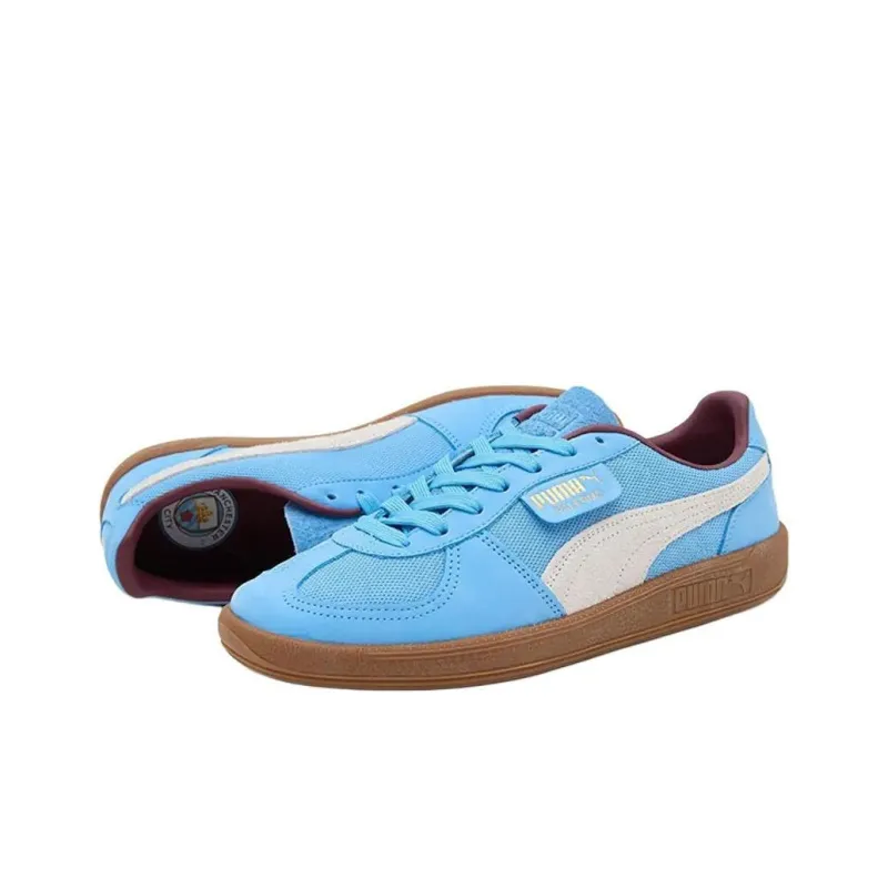 MANCHENGZUQIUJULEBU x PUMA Palermo Anti Slip Wear Resistant Low Top Skateboard Shoes Unisex Blue-2