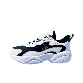 PEAK Cushioned Wear Resistant Breathable Low Top Casual Shoes Men's Black White/Bean Green