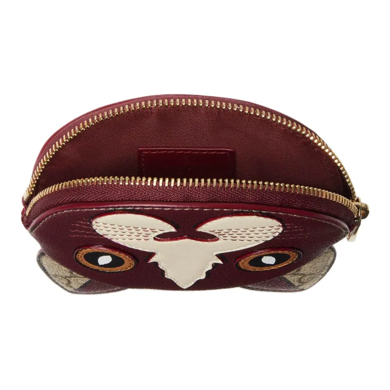 GUCCI Coated Canvas Coin Purse Women's Beige & Dark Brown-3