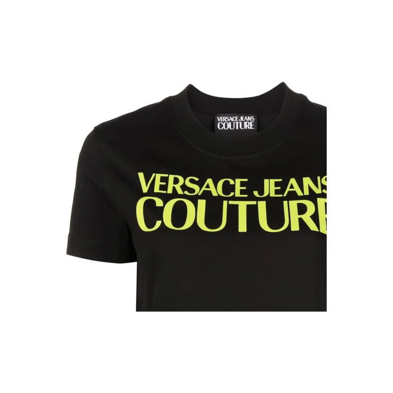 VERSACE JEANS Glittery logo Cotton T shirt-4
