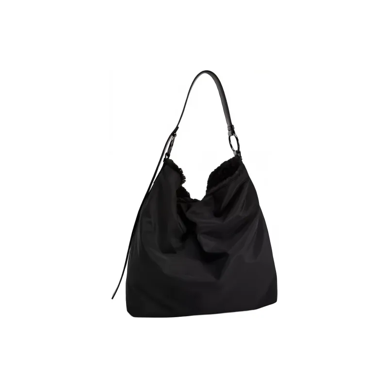 ZARA Polyester Bucket Bag Handbag Shoulder Bag Large Size Women's Black-1