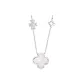 925 Sterling Silver, Wish Four-Leaf Clover Double-Sided Necklace (Silver)