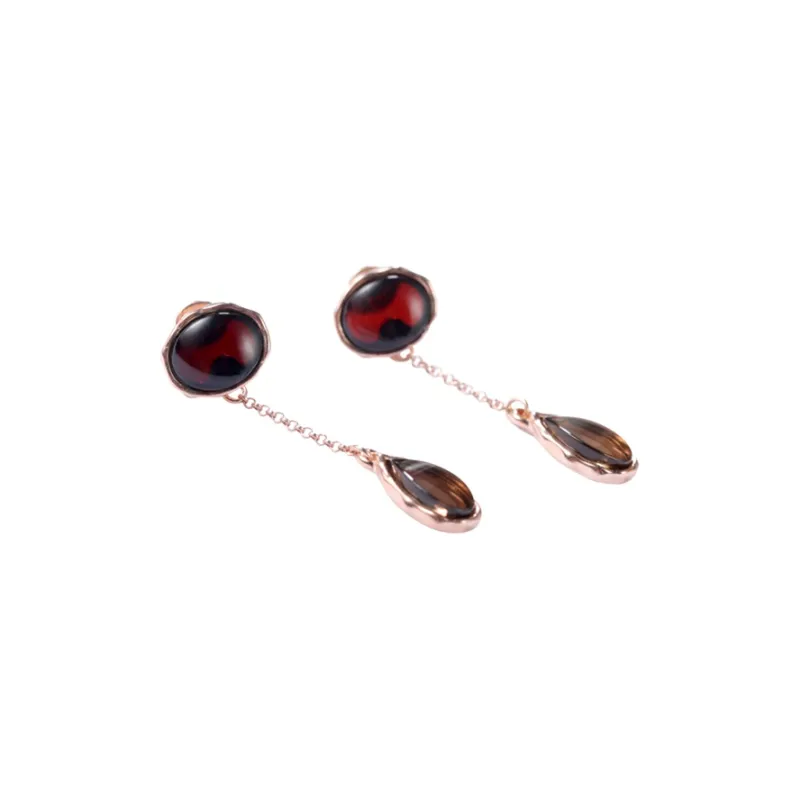 S&A S925 Silver Amber Earrings Women's-0