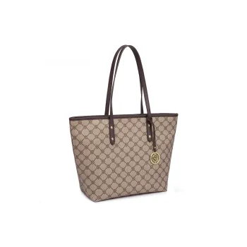 GELANDAI PVC Handbag Shoulder Bag Large Size Women's Coffee/Gray